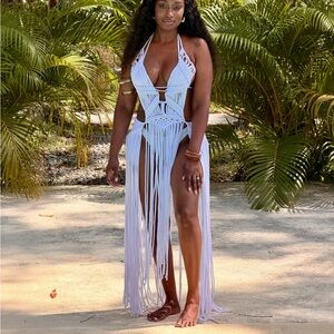 White Fringe Swimsuit Cover-Up